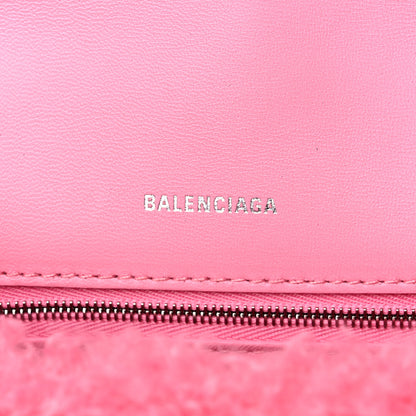 Balenciaga Curly Faux Shearling Small Hourglass Top Handle Bag Sweet Pink 6 of 9