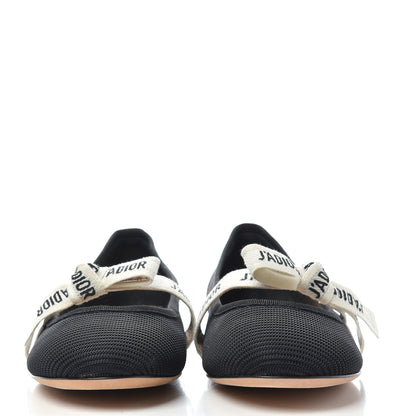 Christian Dior Fabric Ribbon Embroidered J'Adior Ballet Flats 37.5 Black 2 of 11