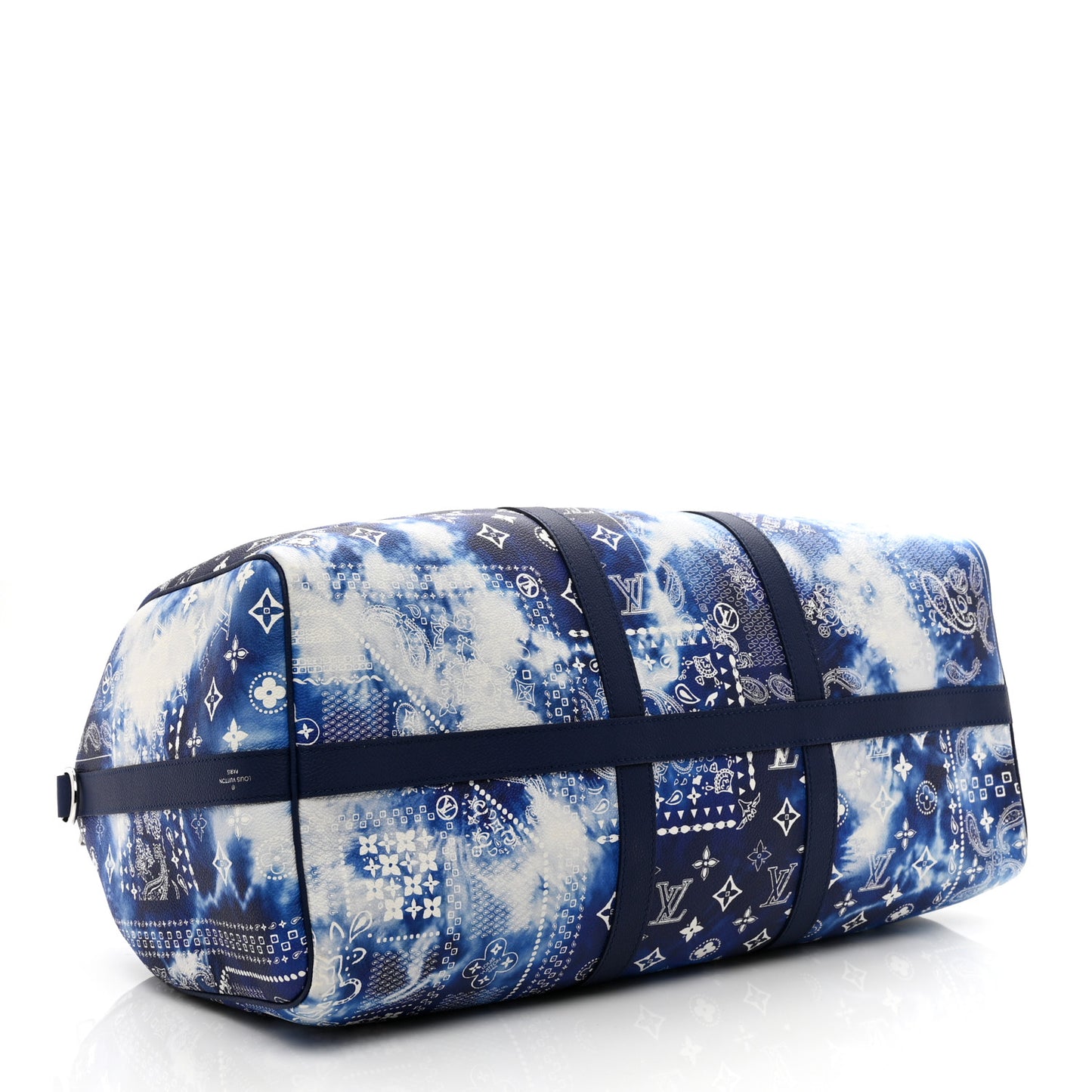 Cowhide Monogram Bandana Keepall Bandouliere 50 Blue