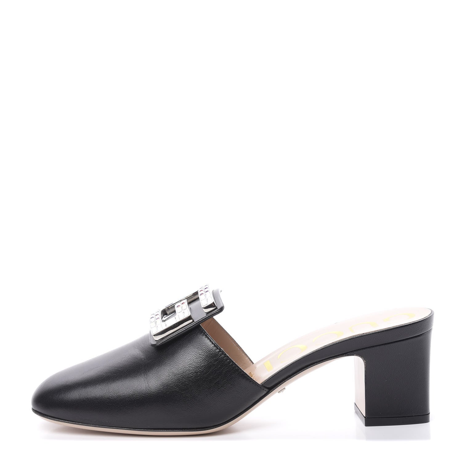 Gucci Malaga Kid Crystal Square G Madelyn Mules 39 Black 1 of 10