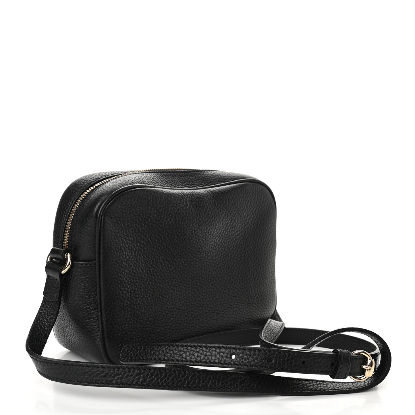 Pebbled Calfskin Small Soho Disco Bag Black