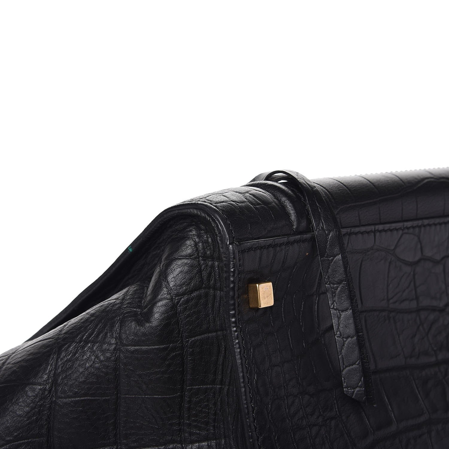 Celine Crocodile Embossed Calfskin Large Phantom Luggage Black 13 of 17
