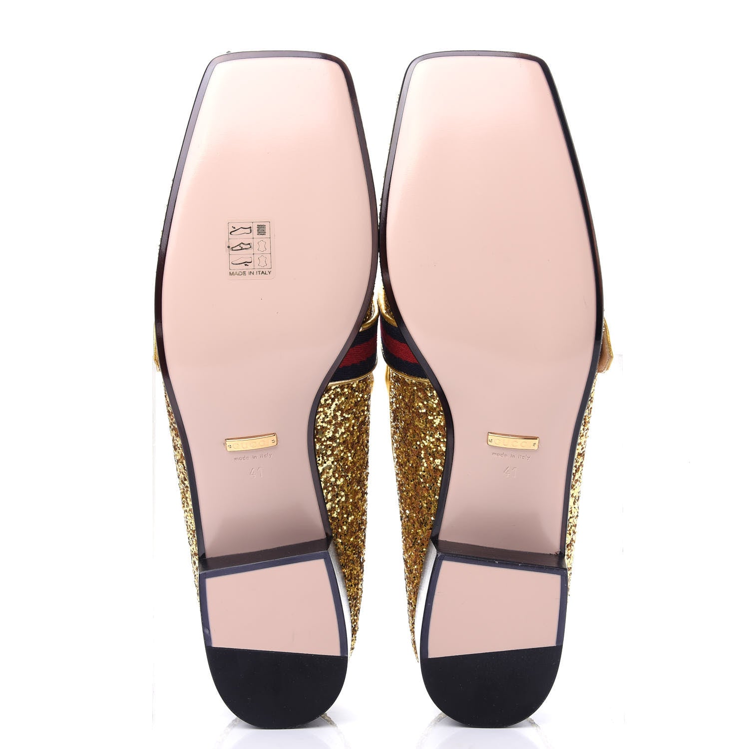 Gucci Glitter Web Peyton Loafers 41 Gold 6 of 12