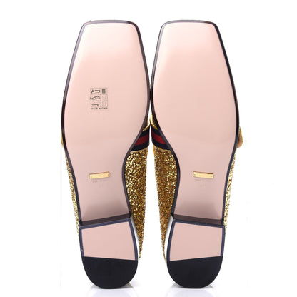 Gucci Glitter Web Peyton Loafers 41 Gold 6 of 12