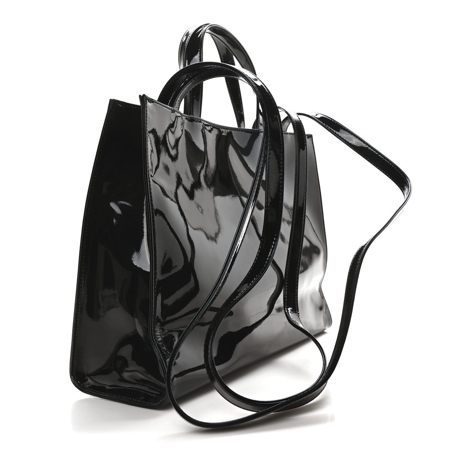 Telfar Patent Vegan Leather Medium Shopping Bag Black 3 of 10
