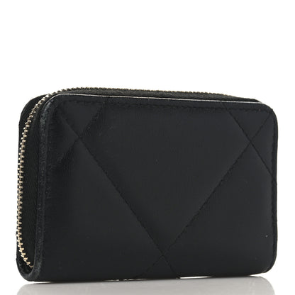 Chanel Lambskin Quilted Chanel 19 Zip Around Coin Purse Wallet Black 3 of 11