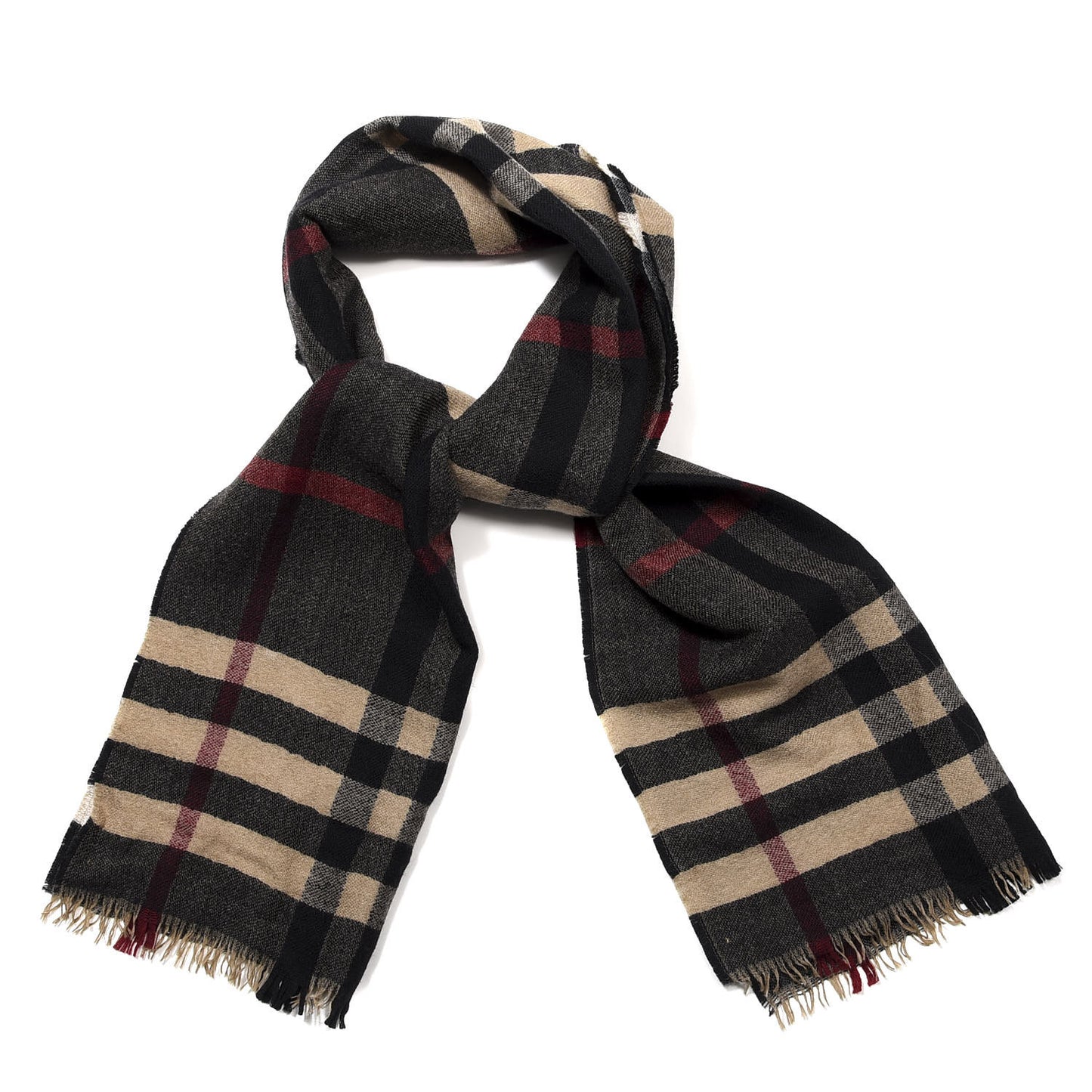 Wool Giant Check Scarf Black