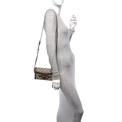 Gucci GG Supreme Monogram Mini Horsebit 1955 Shoulder Bag Beige Brown Sugar 2 of 11