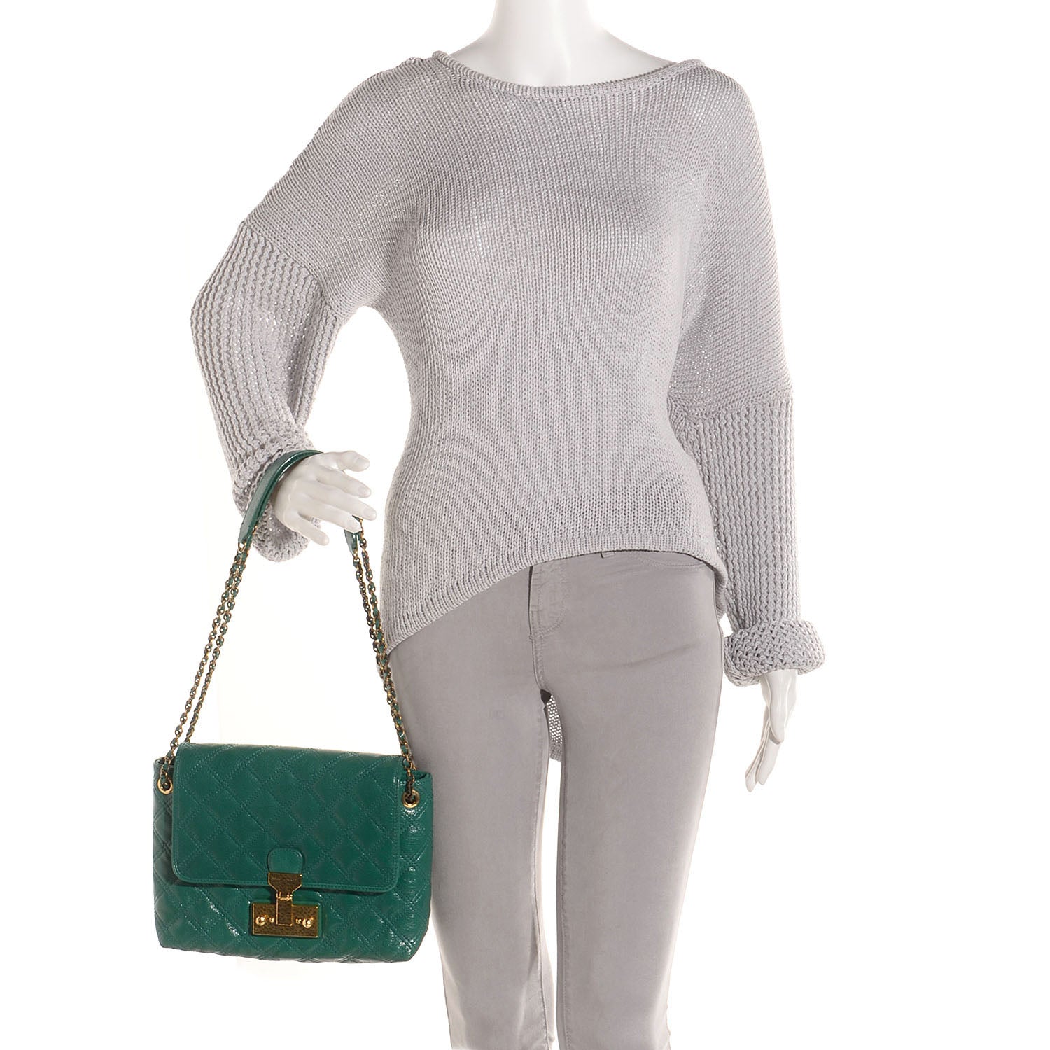 Marc Jacobs Lambskin Baroque Large Single Flap Emerald 2 of 8
