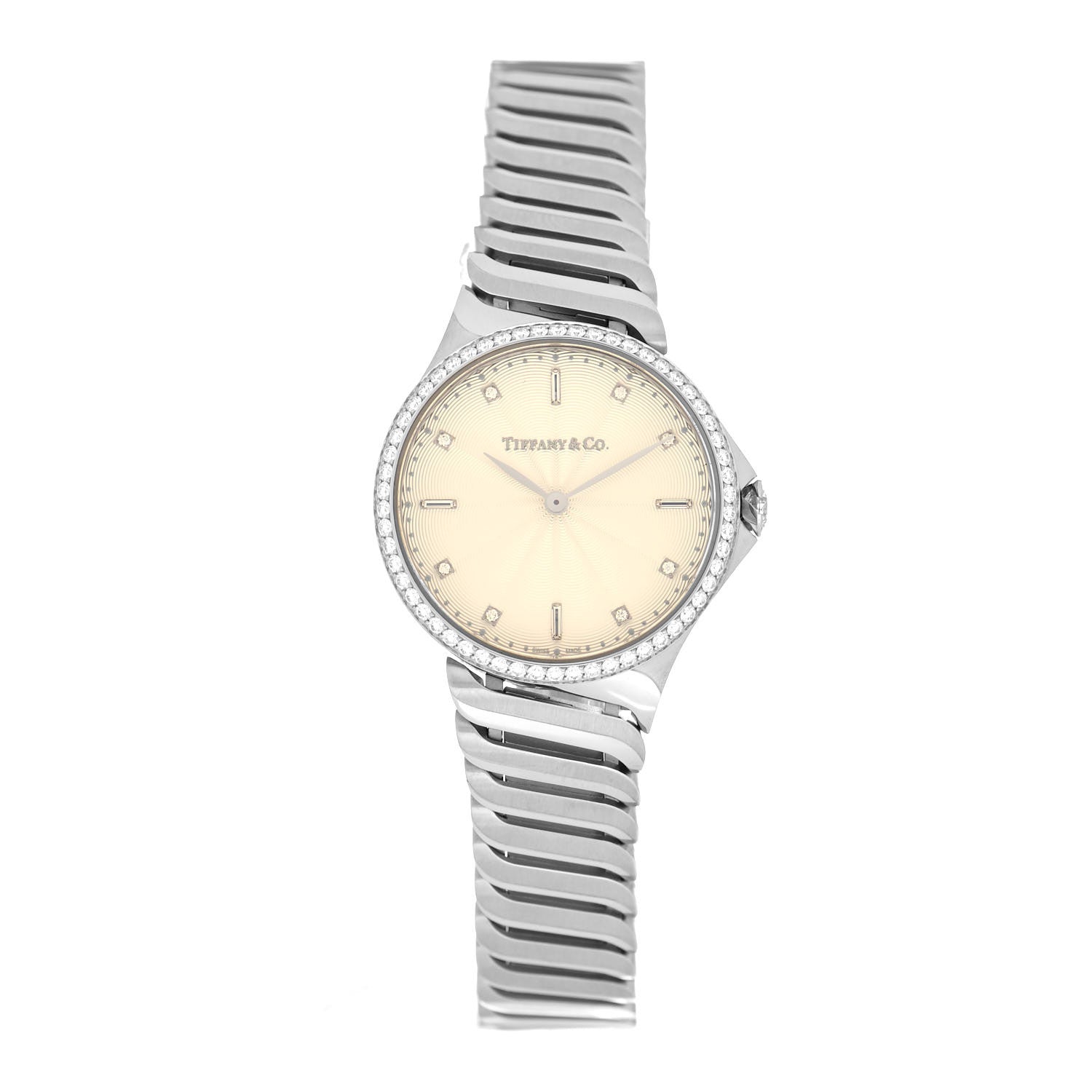 Tiffany Stainless Steel Diamond Bezel 28mm Metro 2-Hand Quartz Watch 1 of 5