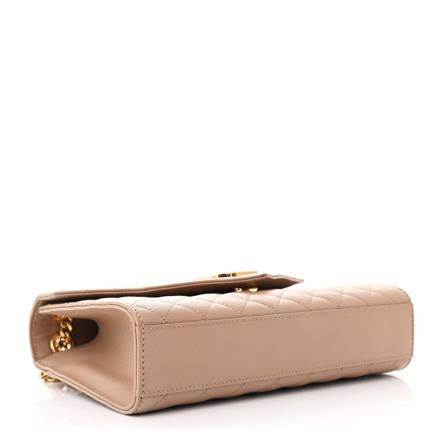 Saint Laurent Grain De Poudre Textured Mixed Matelasse Triquilt Medium Monogram Satchel New Nude 4 of 10