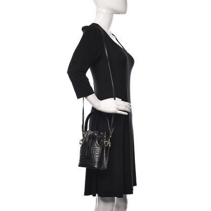 Fendi Vitello Liberty F is Fendi FF 1974 Embossed Mini Mon Tresor Bucket Bag Black 2 of 8