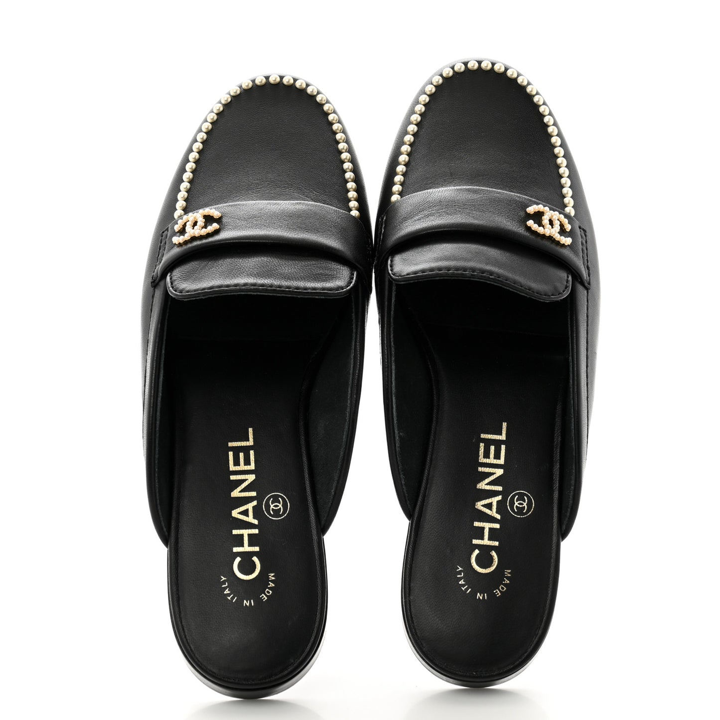 Lambskin Pearl CC Mules 36 Black