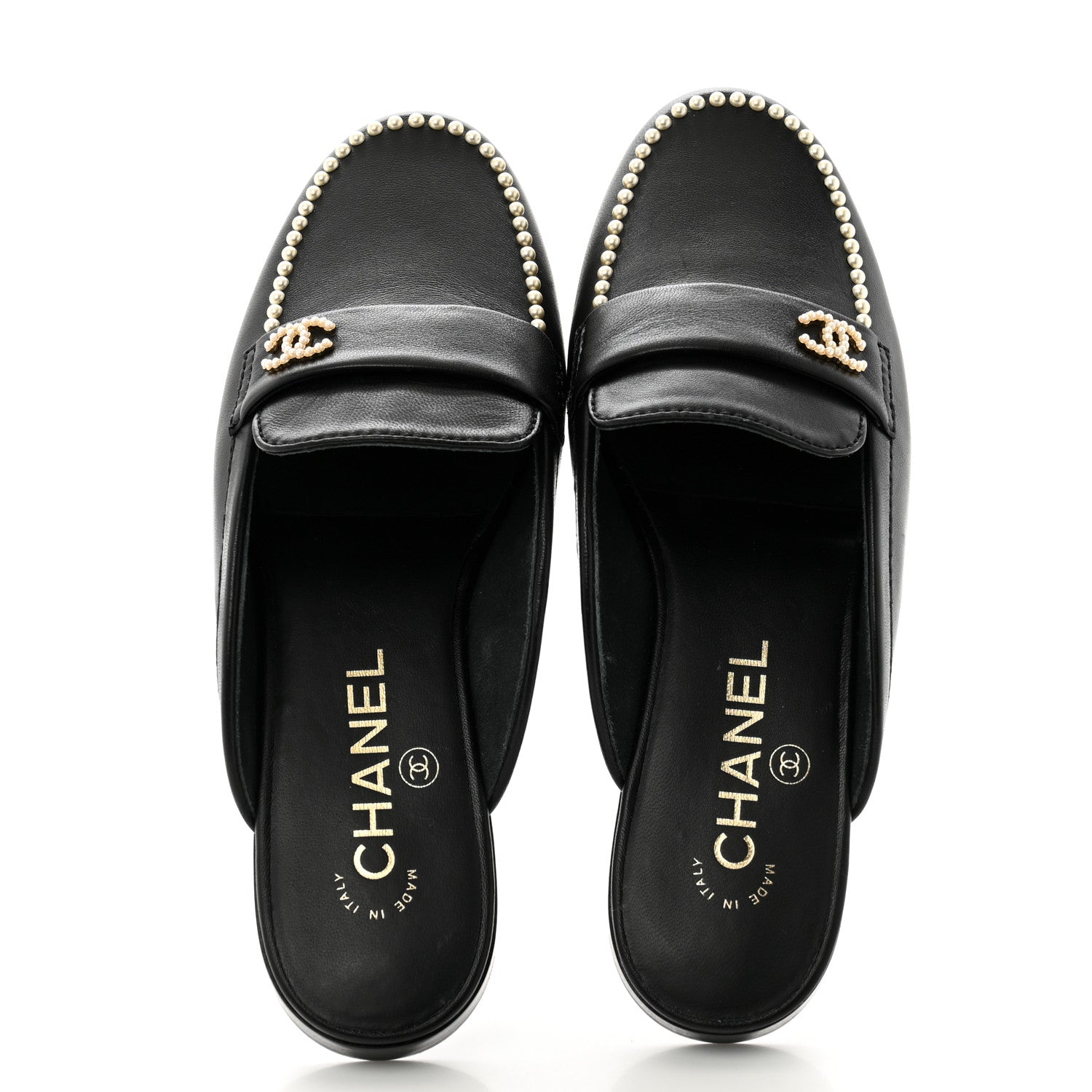 Chanel Lambskin Pearl CC Mules 36 Black 2 of 9