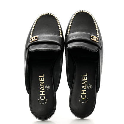 Chanel Lambskin Pearl CC Mules 36 Black 2 of 9