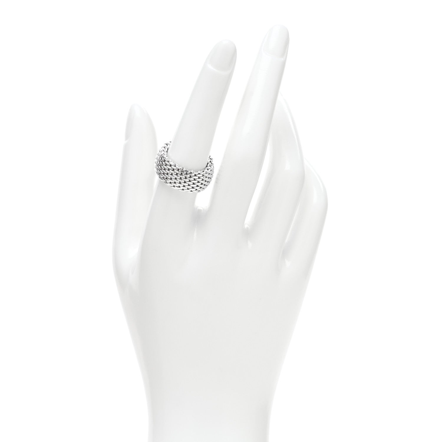 Tiffany Sterling Silver Somerset Mesh Ring 54 7 2 of 4