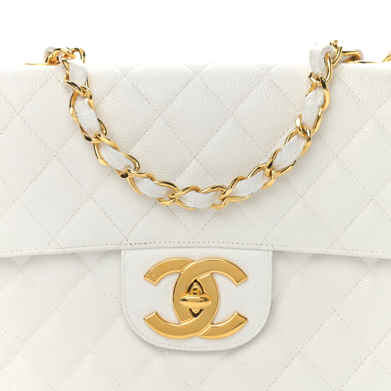 Chanel Caviar Quilted XL Jumbo Single Flap White 9 of 16