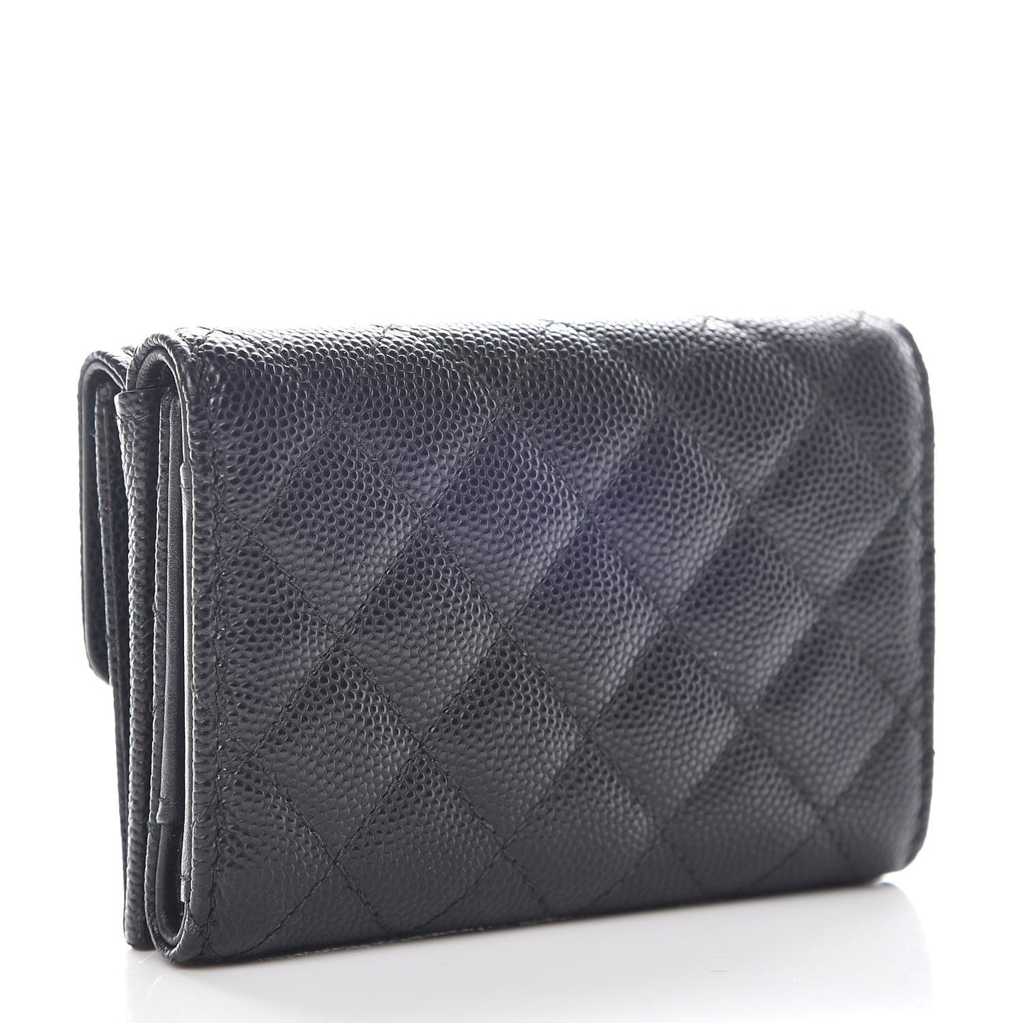 Caviar Quilted Small Boy Flap Wallet Black