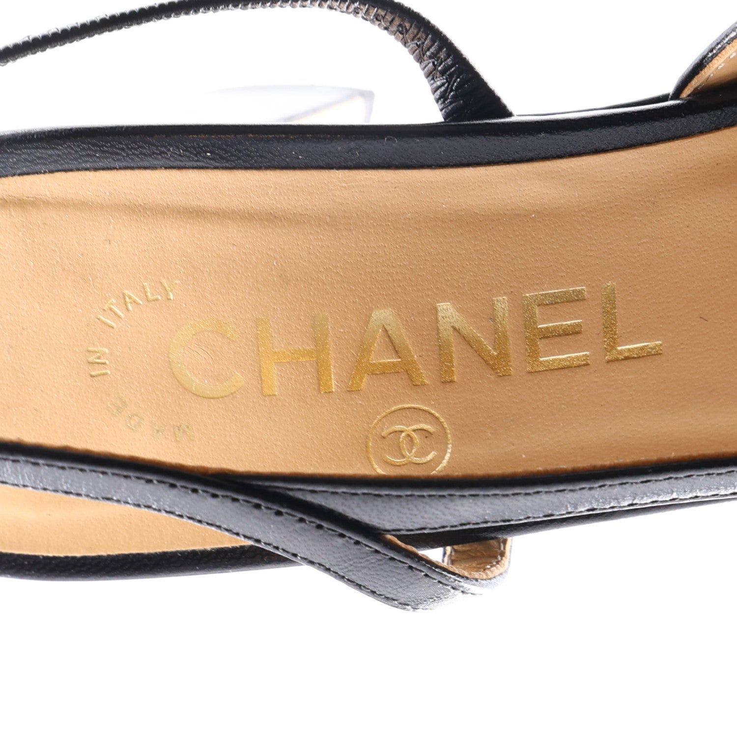 Chanel Goatskin Grosgrain Cap Toe CC Slingback Sandals 38.5 Black 9 of 10