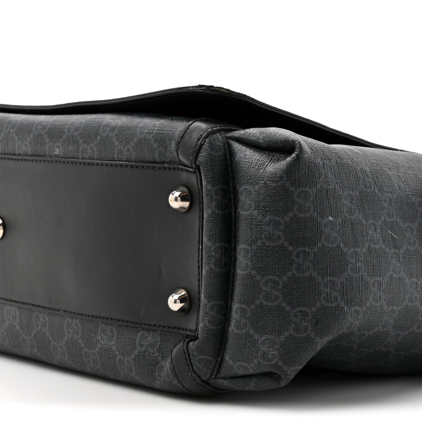 GG Supreme Monogram Web Messenger Diaper Bag Black Grey