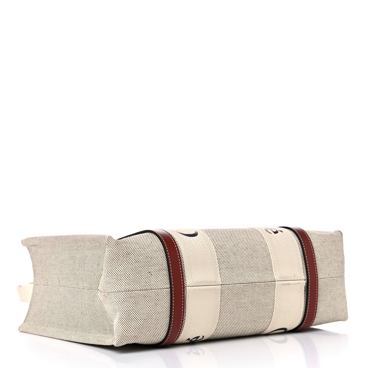 Cotton Calfskin Medium Woody Ribbon Tote White Brown