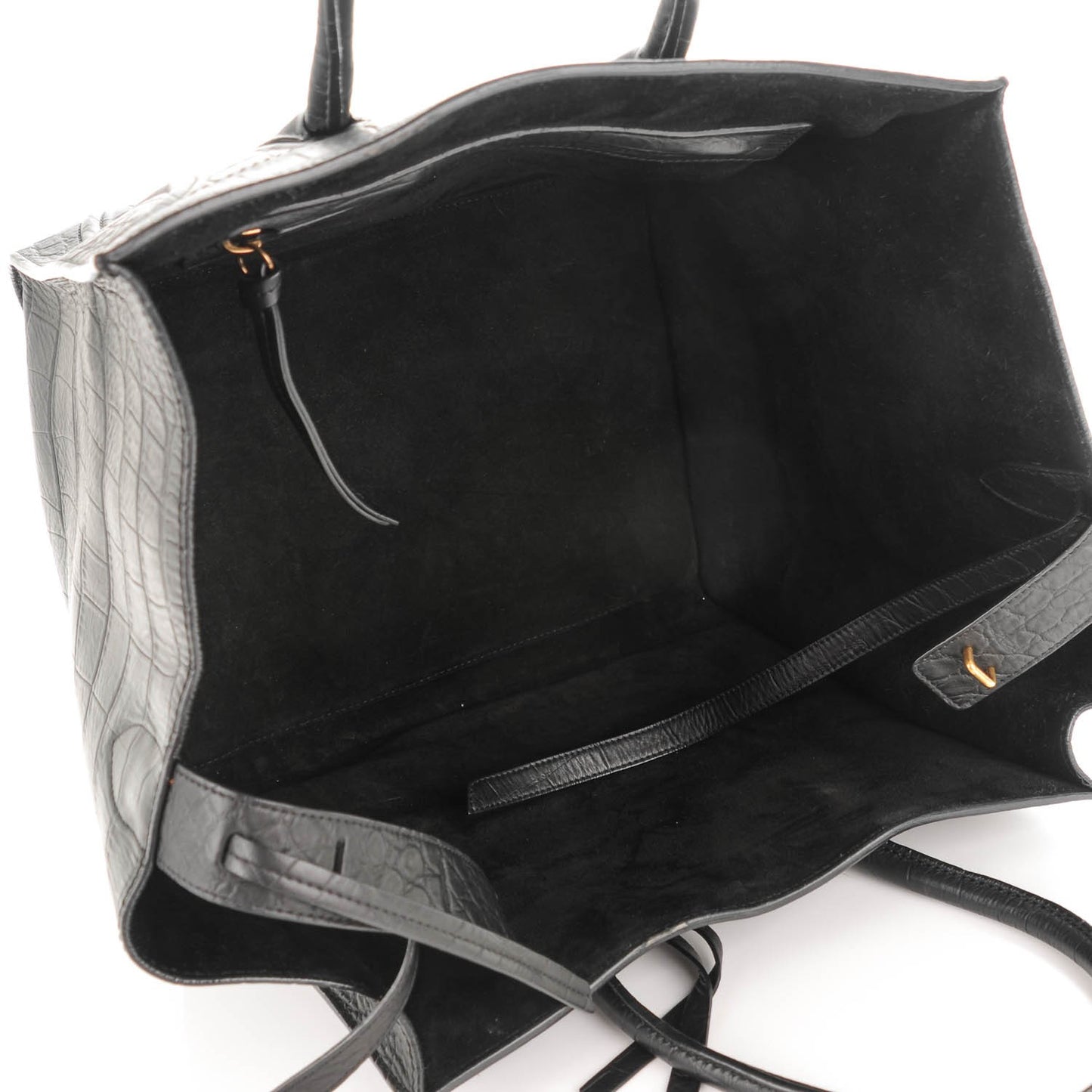 Crocodile Embossed Calfskin Medium Phantom Luggage Black