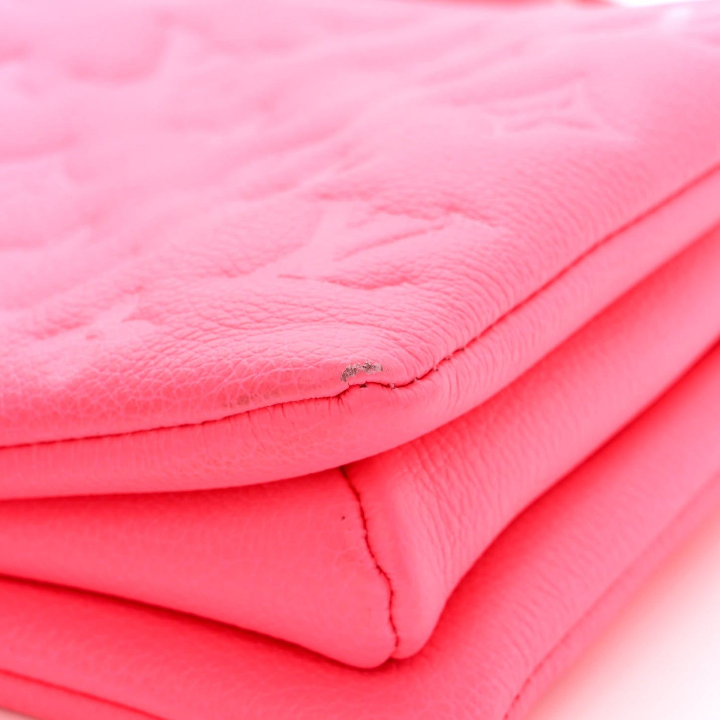 Calfskin Embossed Monogram Coussin BB Rose Fluo