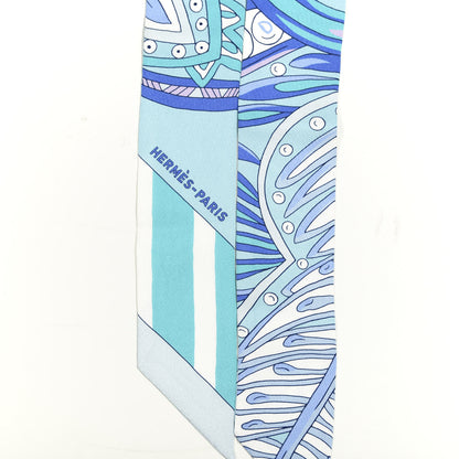 Hermes Silk Le Jardin de la Maharani Twilly Bleu Glacier Turquoise 4 of 5