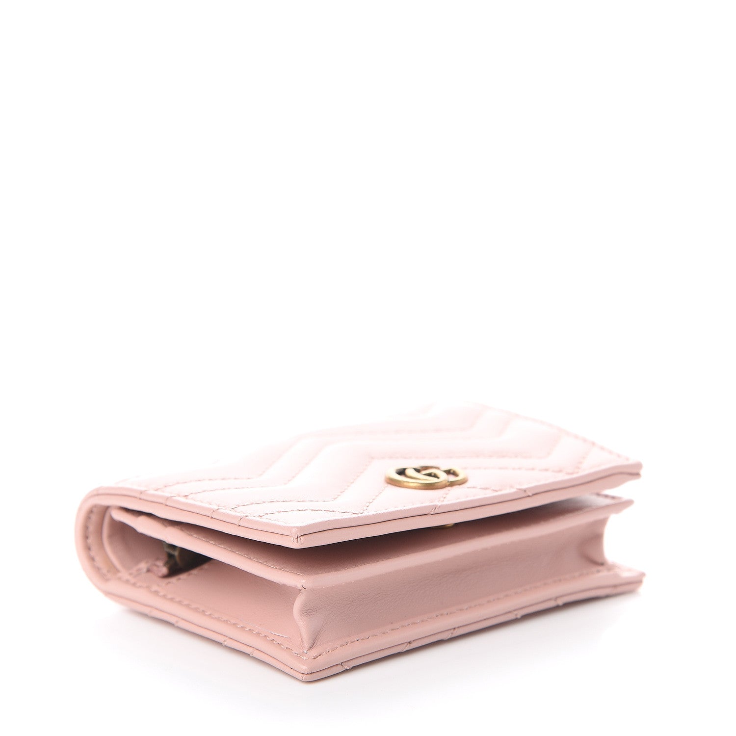 Gucci Calfskin Matelasse GG Marmont Card Case Wallet Perfect Pink 3 of 5