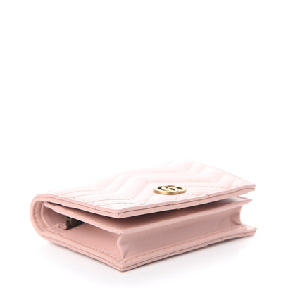 Gucci Calfskin Matelasse GG Marmont Card Case Wallet Perfect Pink 3 of 5