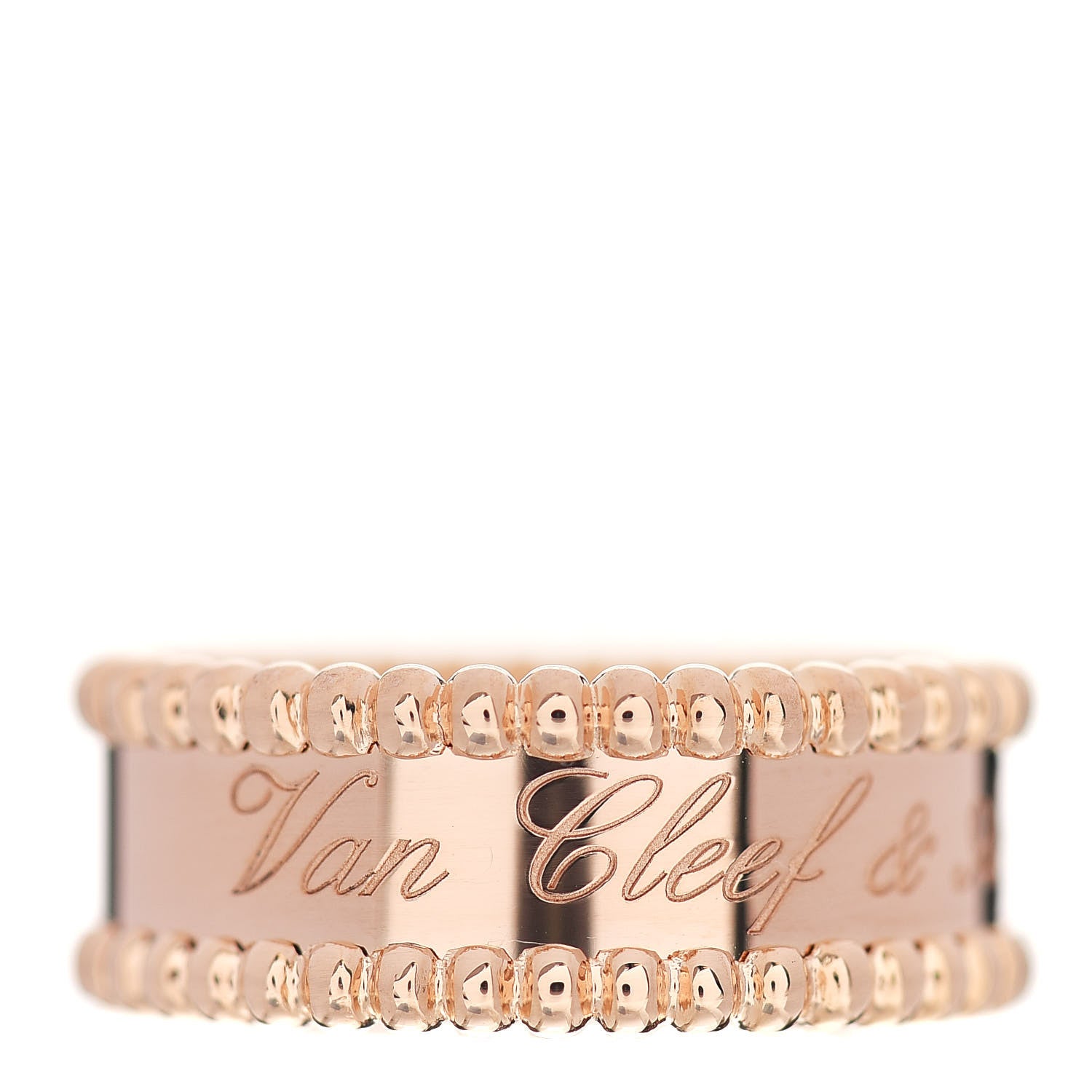 Van Cleef & Arpels 18K Rose Gold Perlee Signature Ring 52 6 1 of 5
