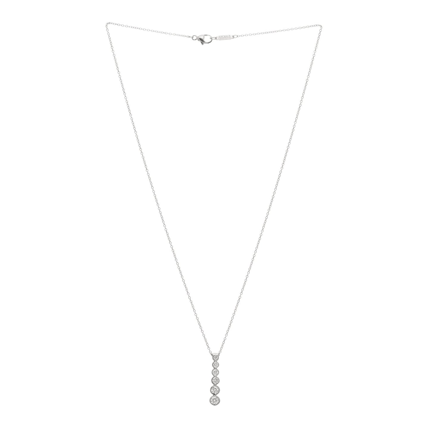 Platinum Diamond Jazz Graduated Drop Pendant Necklace
