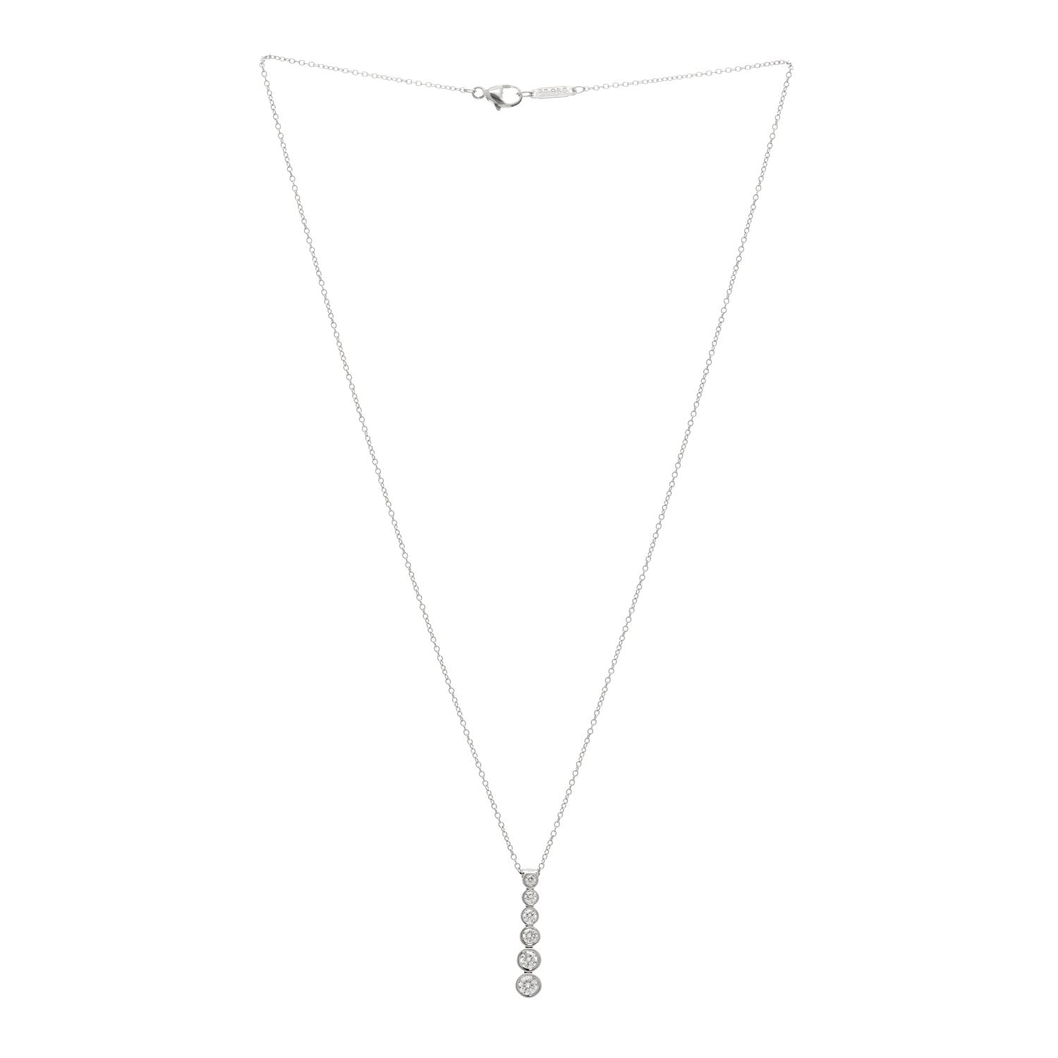 Tiffany Platinum Diamond Jazz Graduated Drop Pendant Necklace 3 of 5