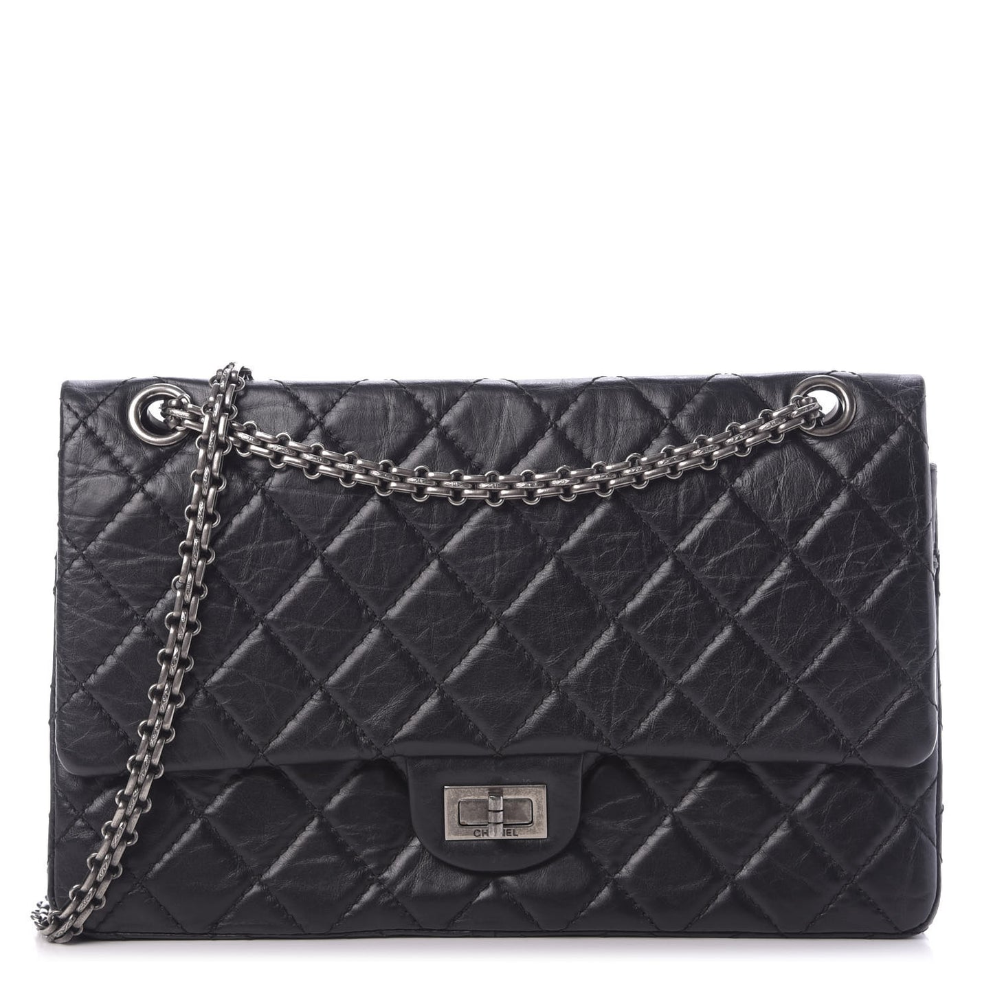 Aged Calfskin Quilted 2.55 Reissue 226 Flap Black