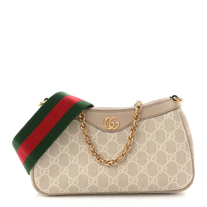 Gucci GG Supreme Monogram Textured Dollar Calfskin Web Small Ophidia GG Handbag Beige Mystic White Oatmeal 1 of 11
