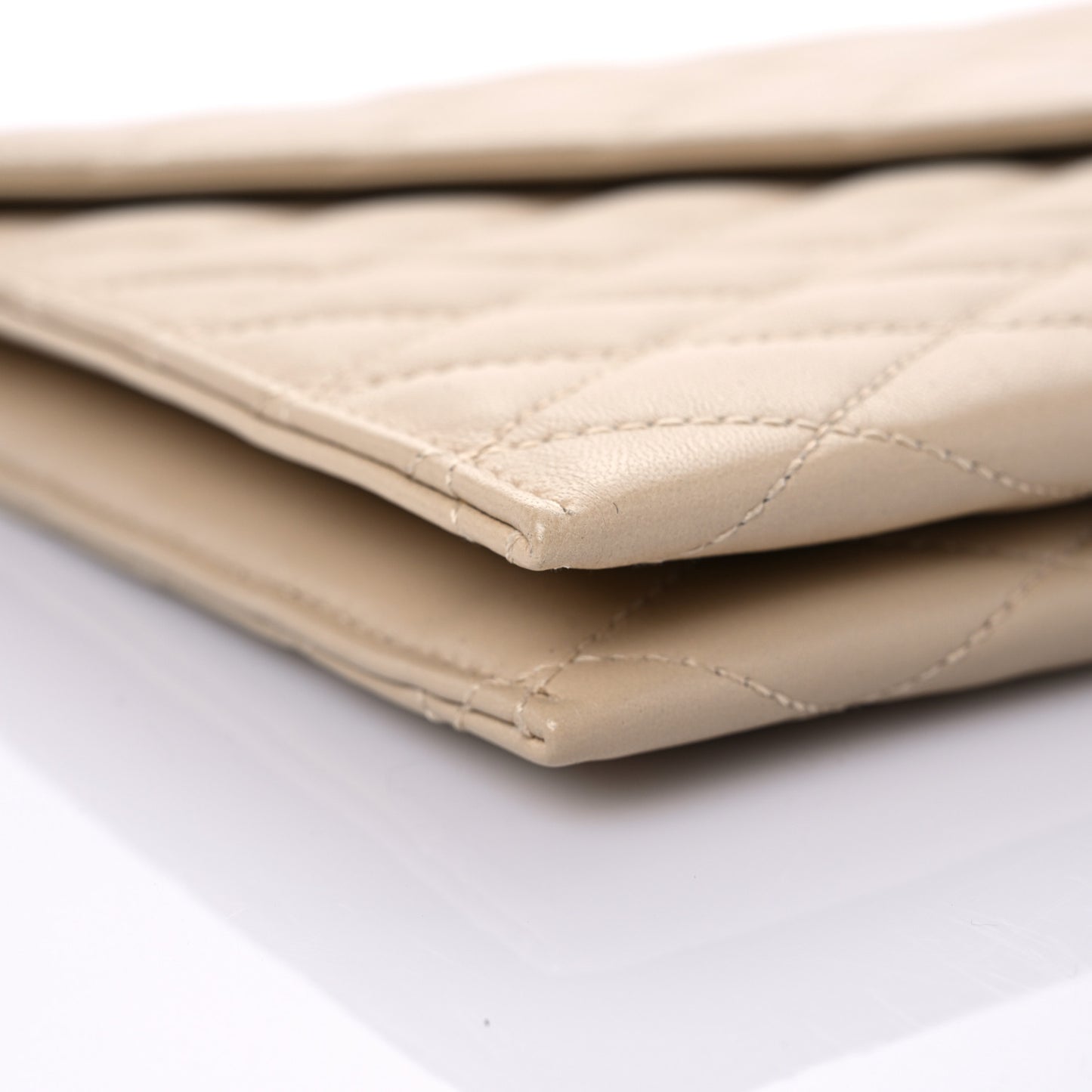 Lambskin Quilted Envelope Clutch Beige