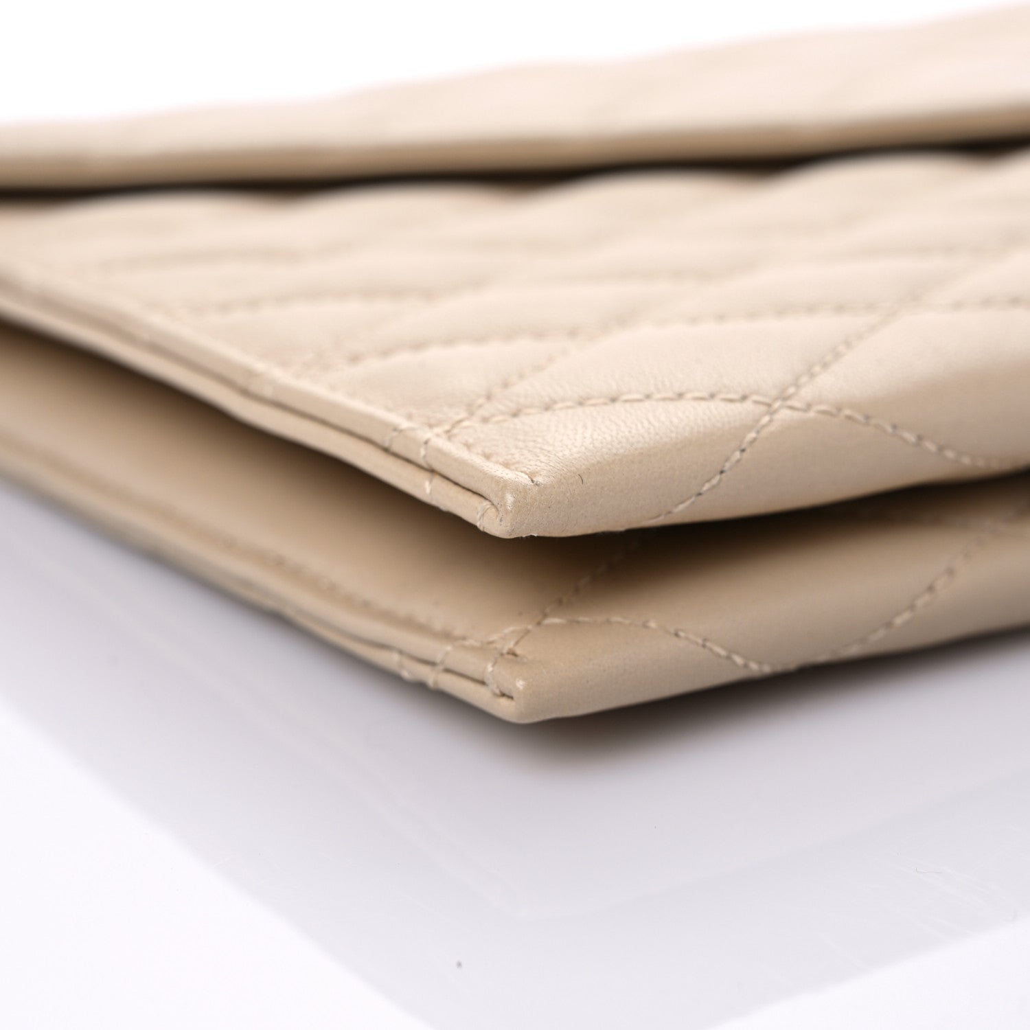 Saint Laurent Lambskin Quilted Envelope Clutch Beige 8 of 11