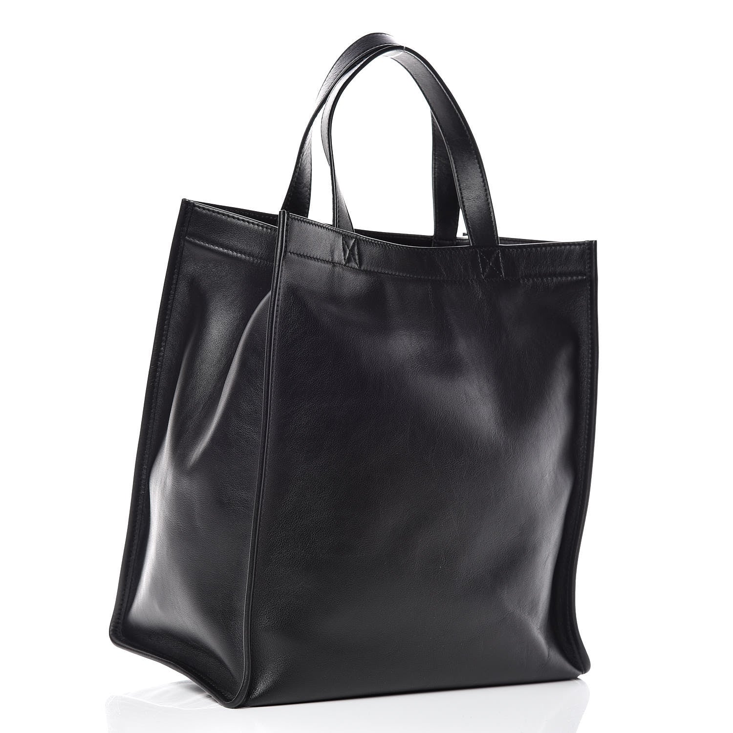 Balenciaga Calfskin Printed Logo Small Market Shopper Tote Black 3 of 9