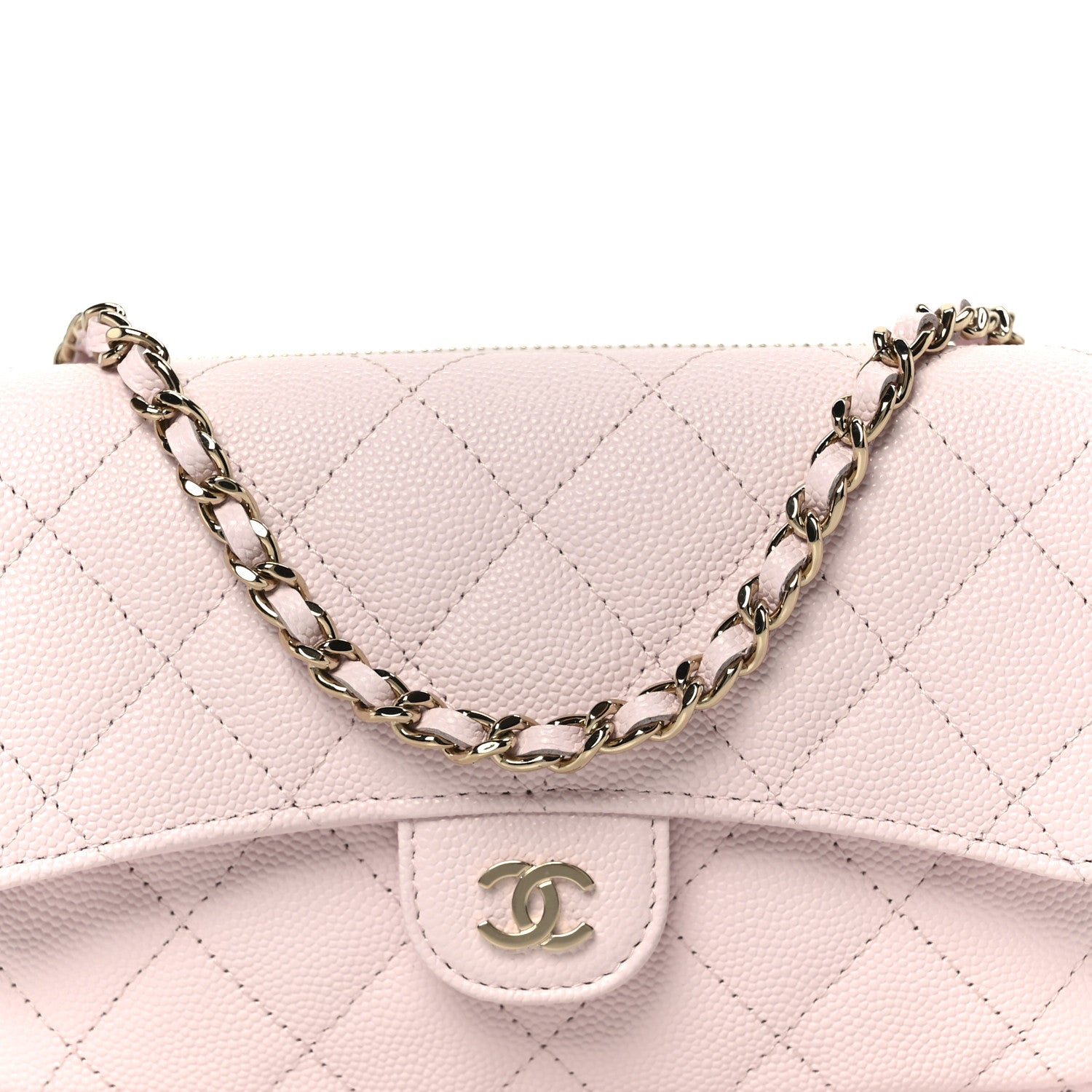 Chanel Caviar Quilted Flap Phone Holder With Chain Light Pink 10 of 13