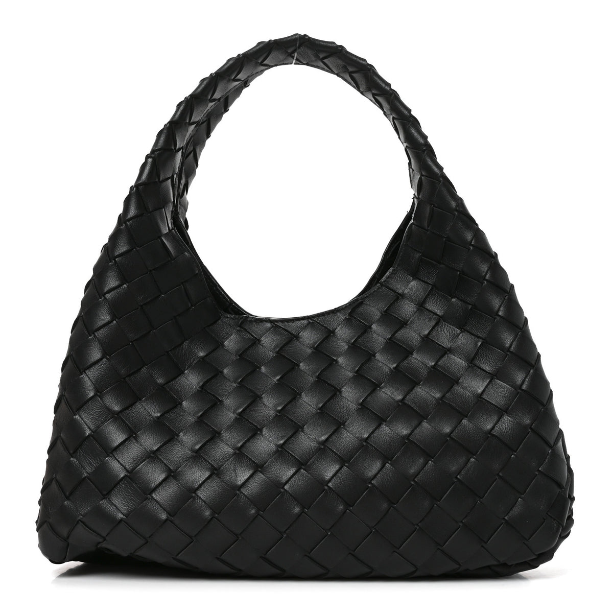 Nappa Intrecciato Small Campana Shoulder Bag Black