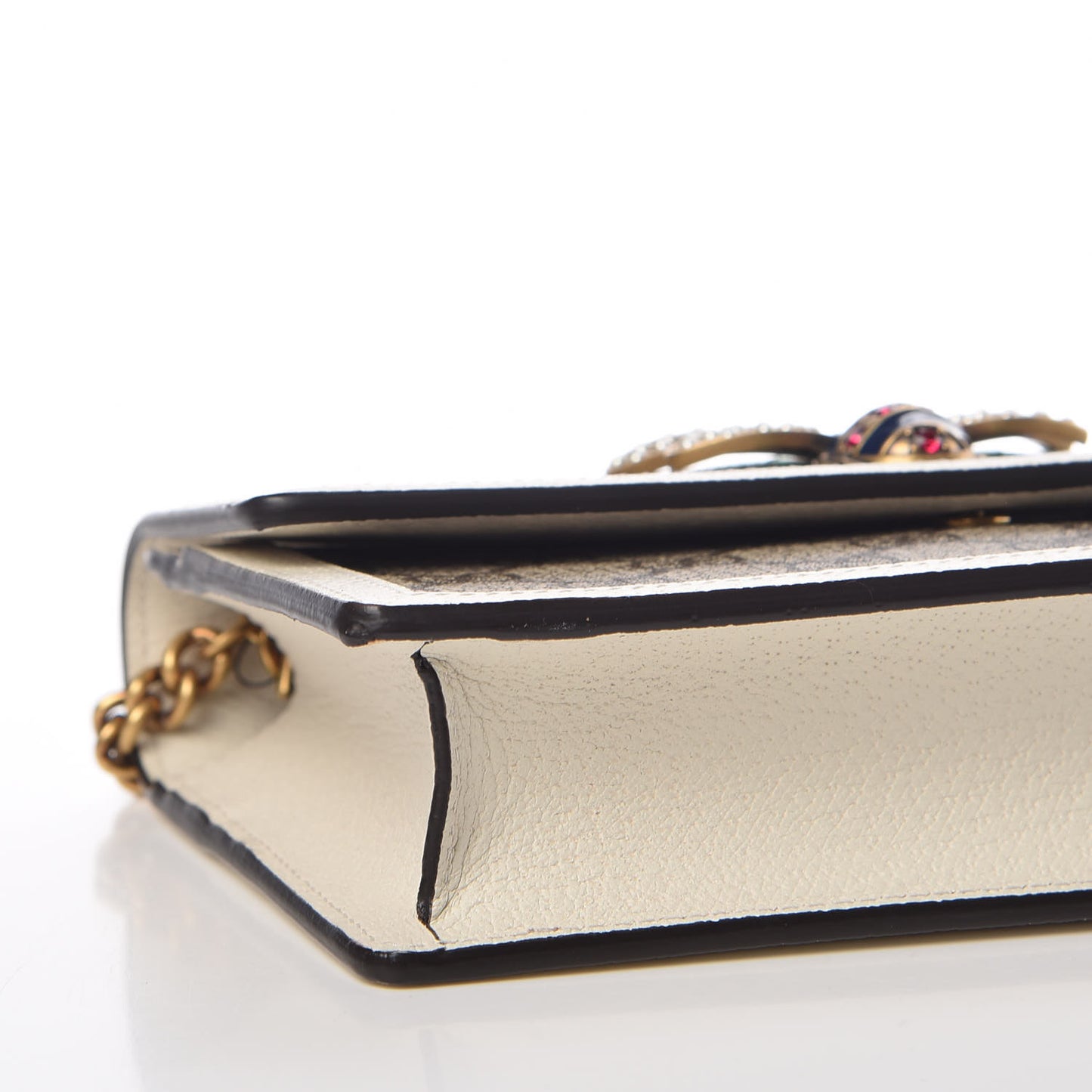 GG Supreme Monogram Web Queen Margaret Chain Wallet White