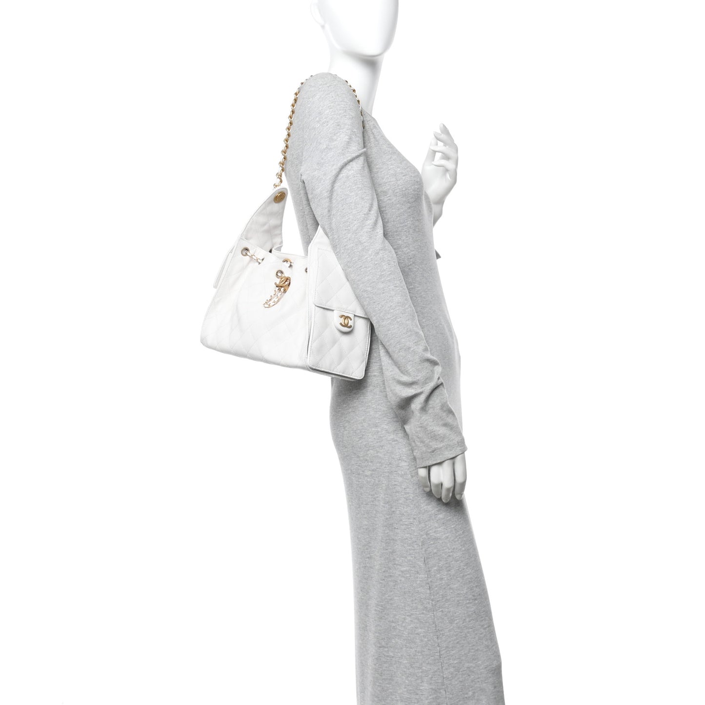 Caviar Quilted Small Chanel 25 Handbag White