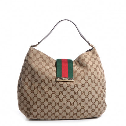 Gucci Monogram New Ladies Web Large Hobo Brown 1 of 7