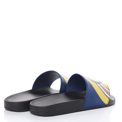 Gucci Rubber GG Rainbow Mens Pursuit Pool Slide Sandals 6 Electric Blue Multicolor 4 of 6