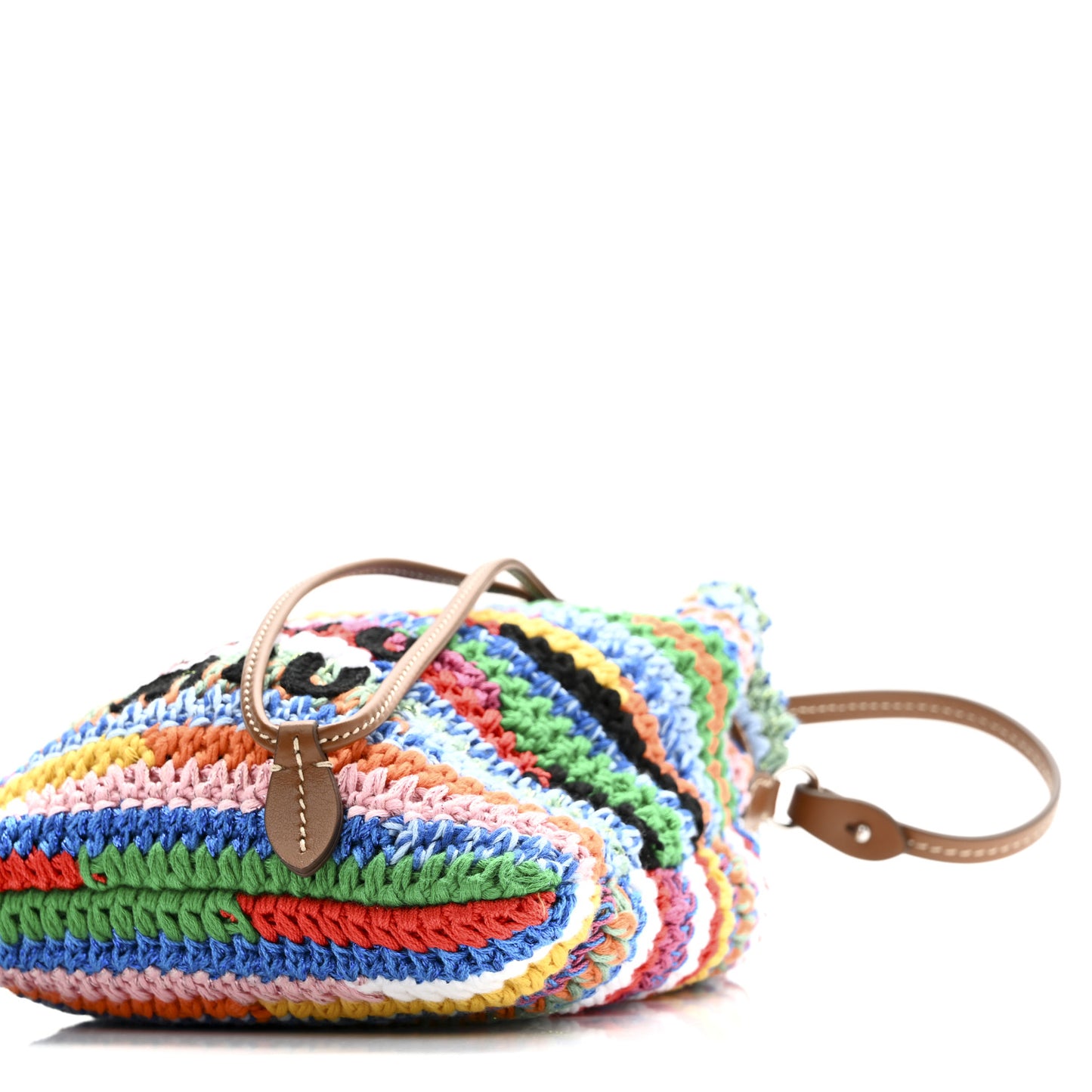 Fabric Crochet Drawstring Pouch Multicolor