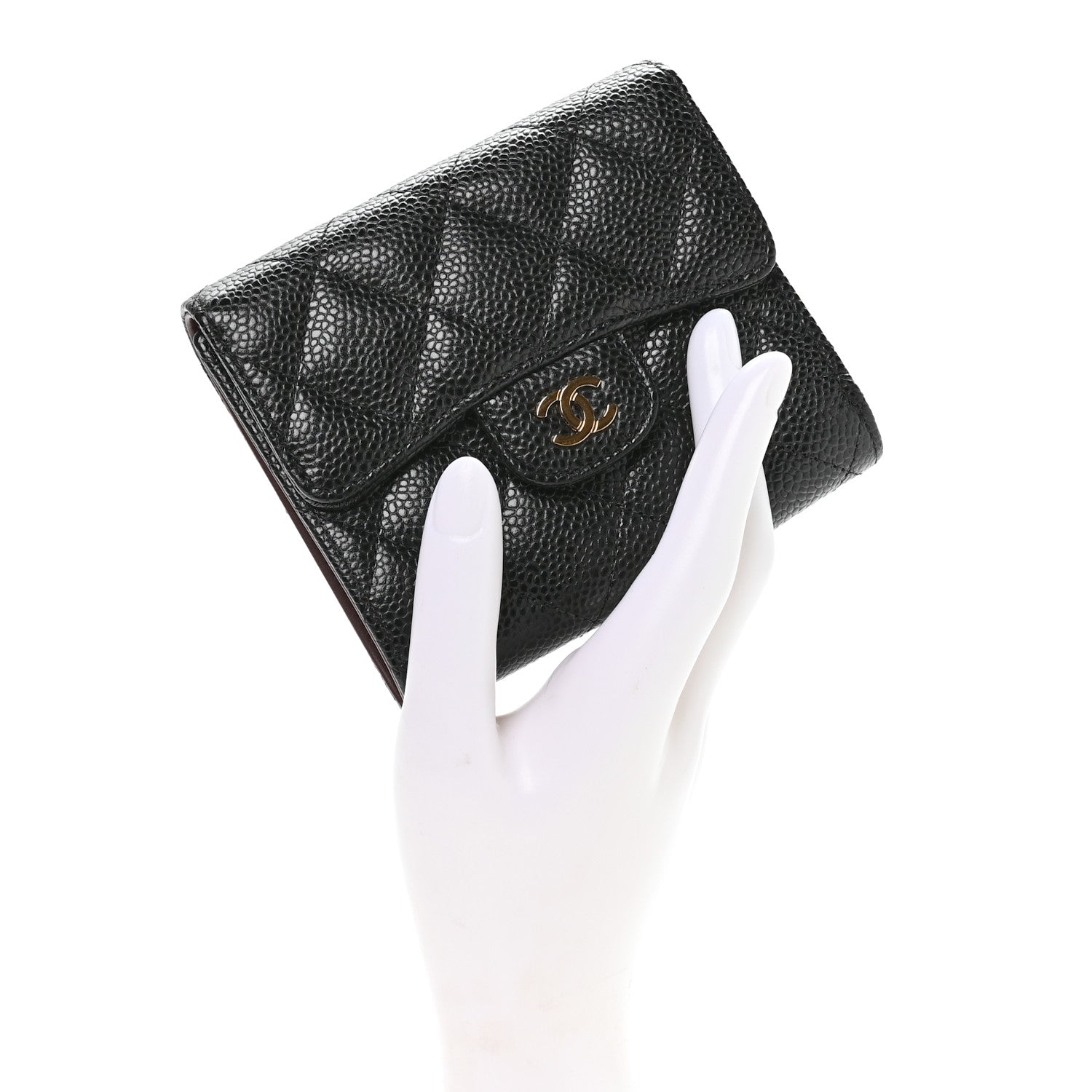 Chanel Caviar Quilted Compact Flap Wallet Black 2 of 9