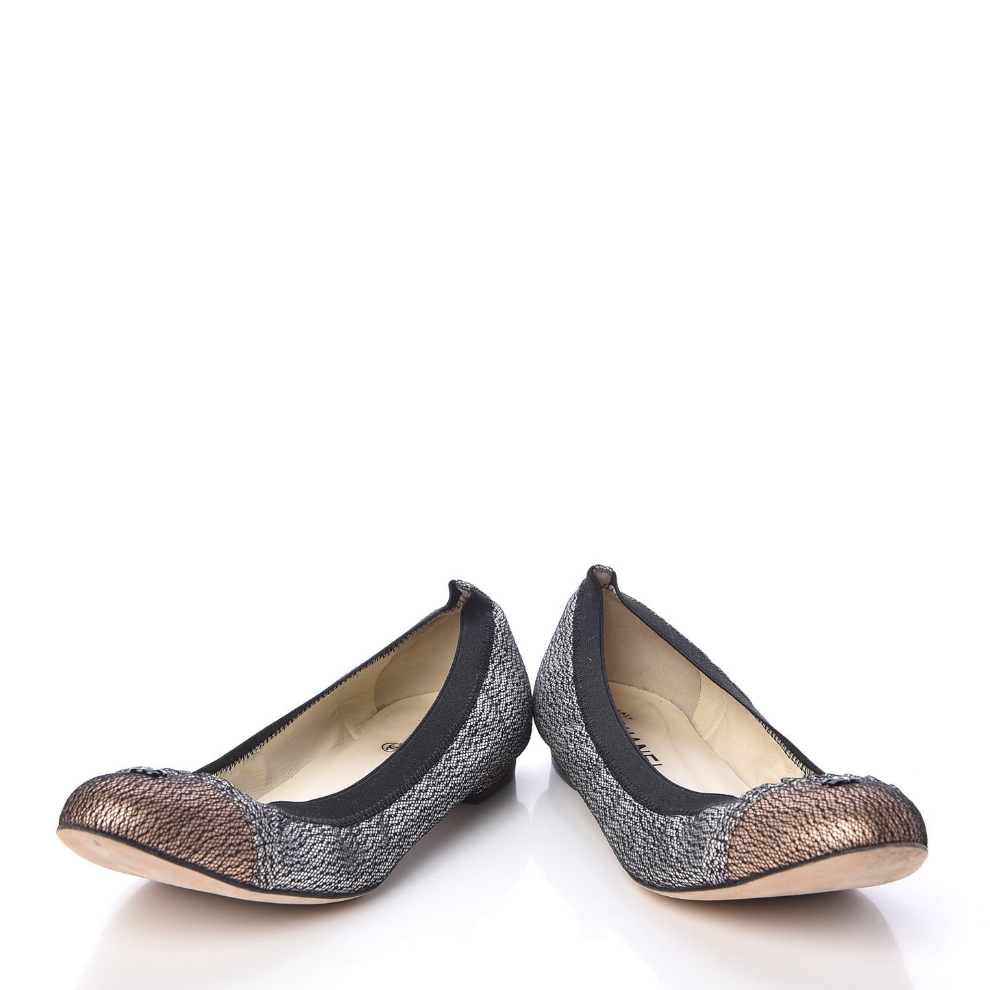 Metallic Lace Cap Toe Ballerina Flats 40 Silver