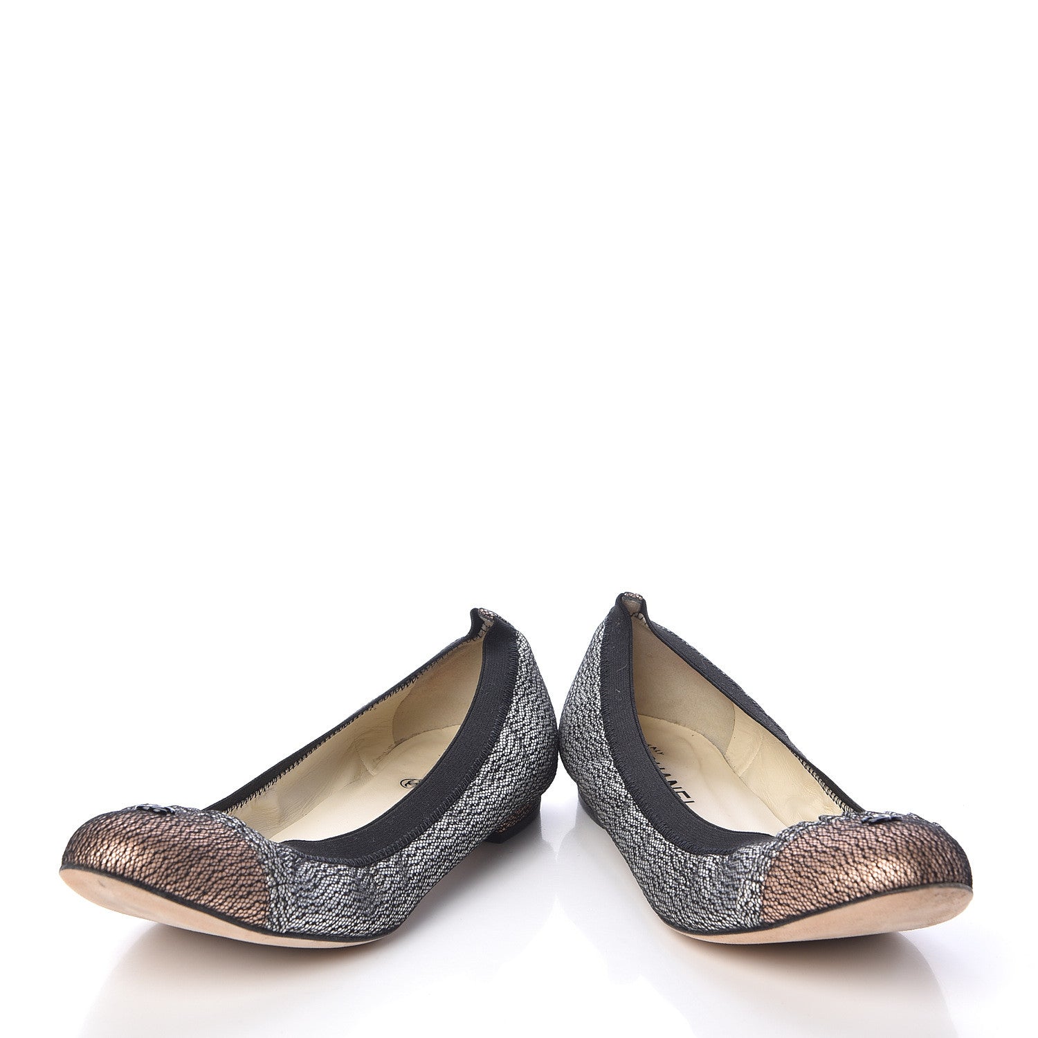 Chanel Metallic Lace Cap Toe Ballerina Flats 40 Silver 6 of 11