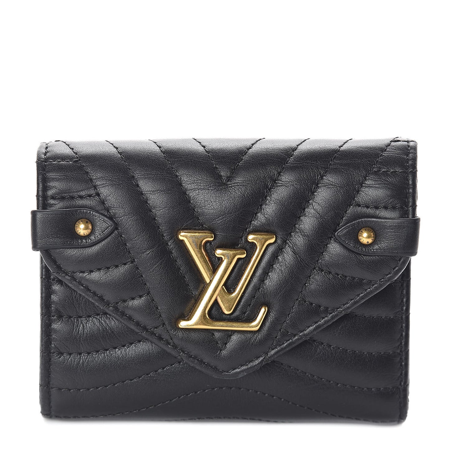 Calfskin New Wave Compact Wallet Black