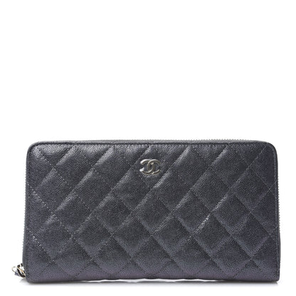 Chanel Iridescent Caviar Quilted Long Zip Around Wallet Black 1 of 8